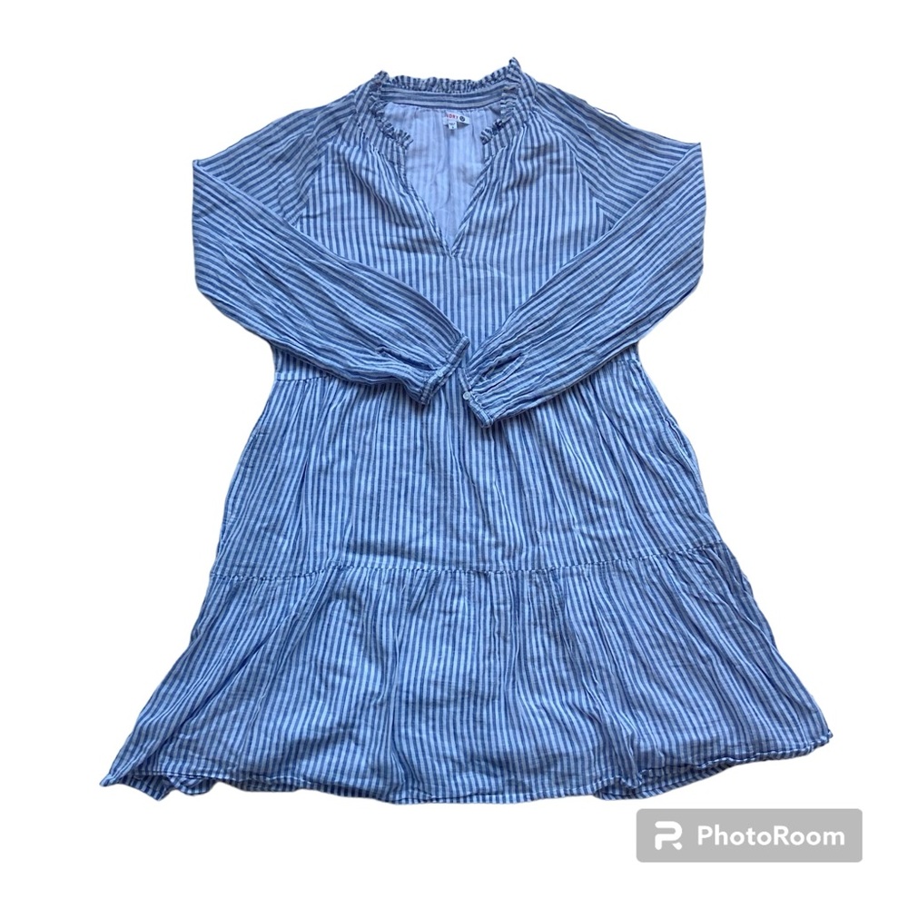 Sundry Striped Tiered Dress, women’s 2 xs/s, blue and white pinstripe, ruffled